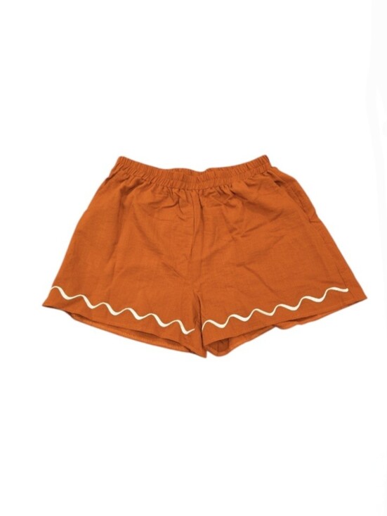 None Other - Women’s Rust Orange Pajama Shorts with Pockets and White Trim NWOT